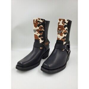 Harley Davidson Women's Korsen Cow Fashion Harness Boots Bar & Shield Logo Sz 9M